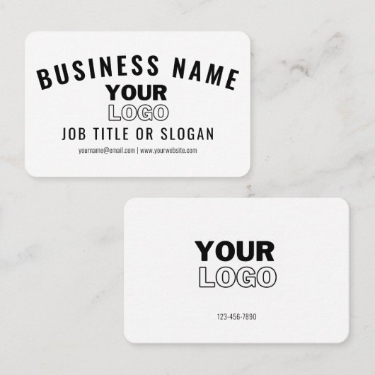 ロゴのアップロード |白モダンと黒(編集可能) 名刺 (正面/裏面)