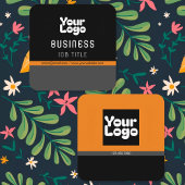 ロゴのアップロード |黒いグレーとオレンジ（編集可能） スクエア名刺