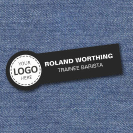 ロゴのアップロード – 黒シンプル色のモダンスタッフ 名札