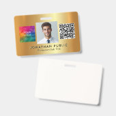 ロゴのアップロードQRコード従業員の写真金ゴールド バッジ (正面＆裏面)