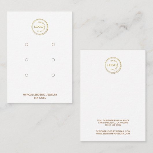 ロゴのイヤリングディスプレイを追加する3ペア白 名刺 (正面/裏面)