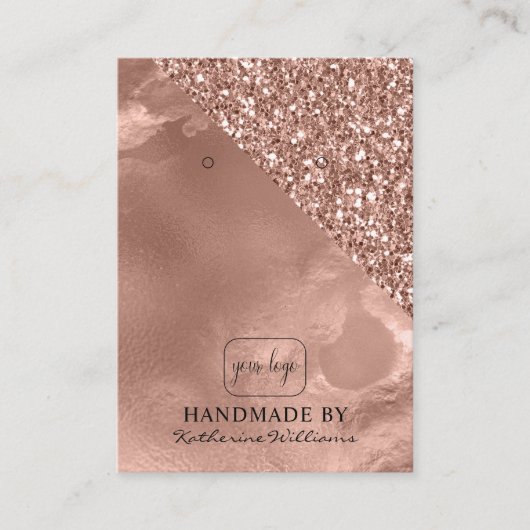 ロゴのイヤリング表示を追加 |バラ金ゴールドとグリッター 名刺 (正面)