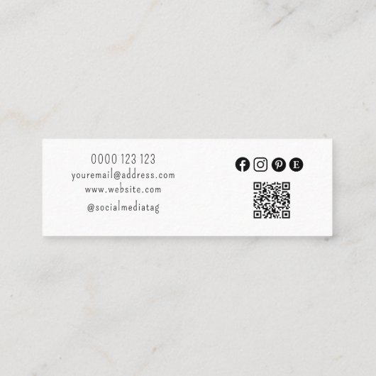 ロゴのイヤリング表示ソーシャルメディアQRコード スキニー名刺 (裏面)