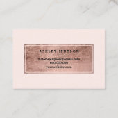 ロゴのエレガントなばら色の金ゴールドのタイポグラフィの赤面 名刺 (裏面)