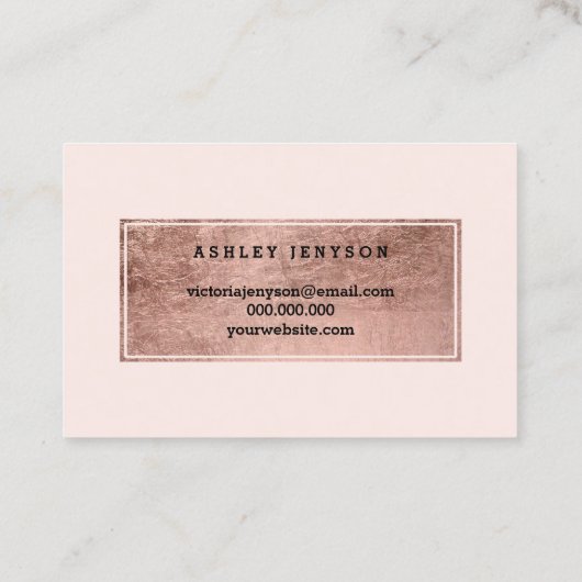 ロゴのエレガントなばら色の金ゴールドのタイポグラフィの赤面 名刺 (裏面)