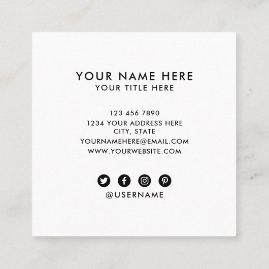 ロゴのカスタム円をプロフェッショナル白に追加 スクエア名刺 (裏面)