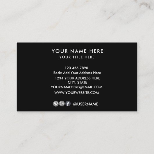 ロゴのカスタム円をプロフェッショナル黒に追加 名刺 (裏面)