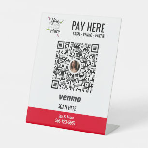 ロゴのカスタム追加   Venmo Pay赤いペデスタルサインを使用 台座サイン