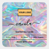 ロゴのキャンドルラベルをホログラフィックに追加 スクエアシール (正面)