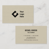ロゴのクラシックでフェイクなリネン旧式な白 名刺 (正面/裏面)