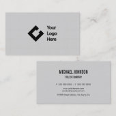 ロゴのクラシックでフェイクなリネン灰色 名刺 (正面/裏面)