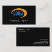 ロゴのクラシックで黒い名刺 名刺 (正面/裏面)