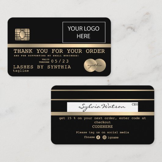 ロゴのクレジットカードを追加ありがとうございます 名刺 (正面/裏面)