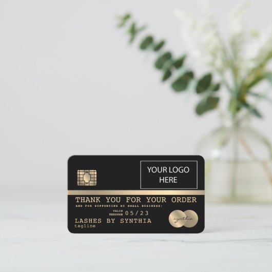 ロゴのクレジットカードを追加ありがとうございます 名刺 (スタンド正面)