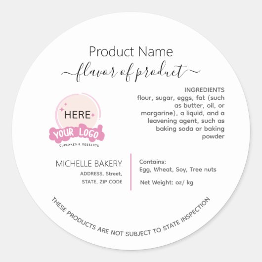 ロゴのコテージ法ラベルを追加する ラウンドシール (正面)