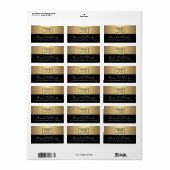 ロゴのゴールデングラデーションの追加フェミニン差出人住所 ラベル (フルシート)