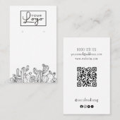 ロゴのサボテンのイヤリングカードソーシャルメディアQRコード 名刺 (正面/裏面)