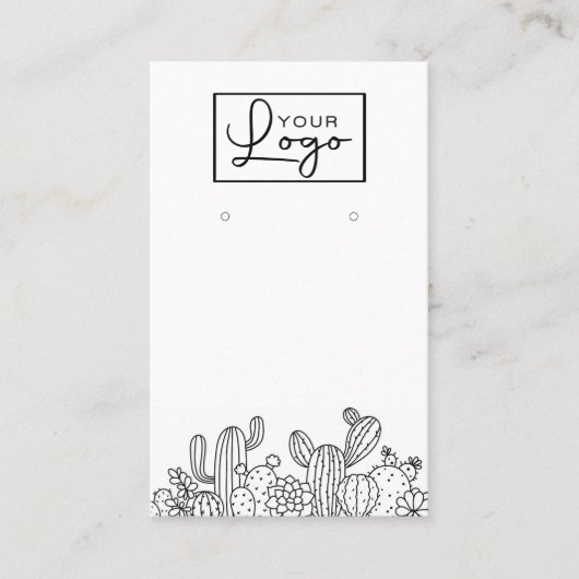 ロゴのサボテンのイヤリングカードソーシャルメディアQRコード 名刺 (正面)