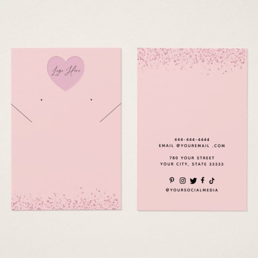 ロゴのシックなネックレスイヤリングディスプレイカードの追加 (正面&裏面)