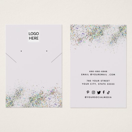 ロゴのシックなネックレスイヤリングディスプレイカードの追加 (正面&裏面)