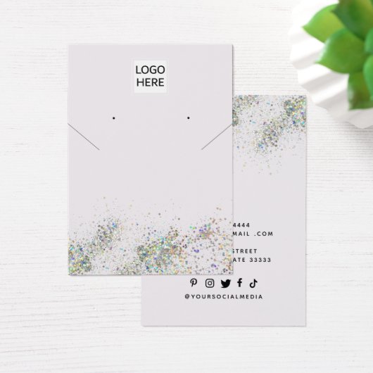 ロゴのシックなネックレスイヤリングディスプレイカードの追加 (デスク)