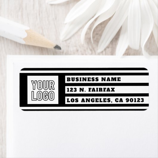 ロゴのジオメトユニークリストライプ |黒と白 ラベル (インサイチュ)