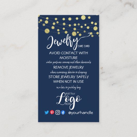 ロゴのジュエリーカー気にドを追加する（小さい米国青） 名刺 (正面)