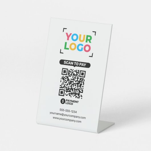 ロゴのスキャンをシンプル追加してQRコードを支払う 台座サイン (正面)