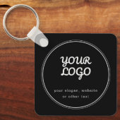 ロゴのスタイリッシュ編集可能な白黒デザイン キーホルダー (正面)