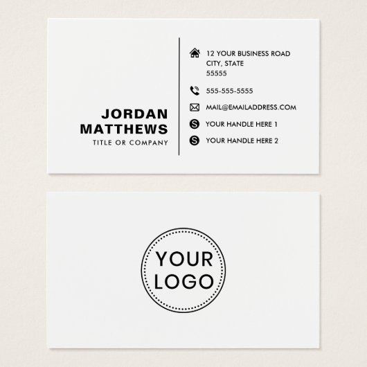 ロゴのソーシャルメディアアイコンの追加ホワイト名刺 (正面&裏面)