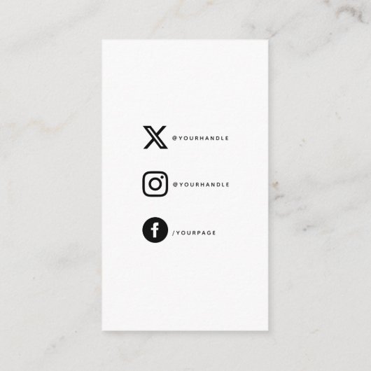 ロゴのソーシャルリンクの白黒 エンクロージャーカード (裏面)