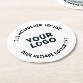 ロゴのデザインまたは画像 |編集可能はっきりした文字 ラウンドペーパーコースター (アングル)