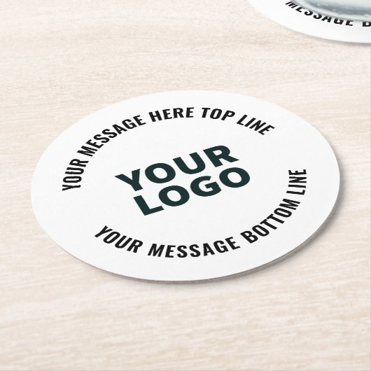 ロゴのデザインまたは画像 |編集可能はっきりした文字 ラウンドペーパーコースター (アングル)