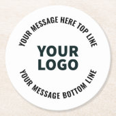 ロゴのデザインまたは画像 |編集可能はっきりした文字 ラウンドペーパーコースター (正面)