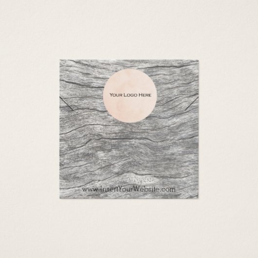 ロゴのネックレスディスプレイカード色あせた木材 (正面)