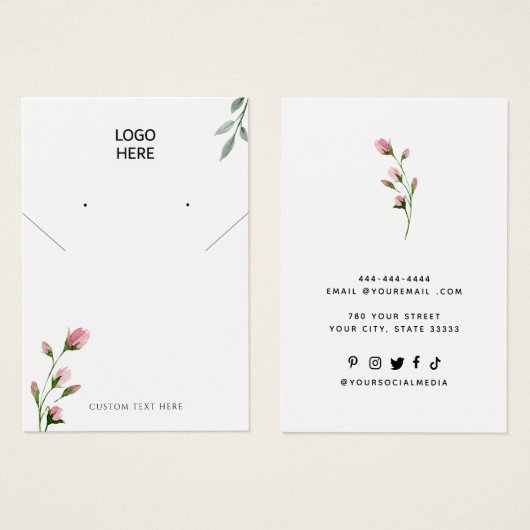 ロゴのネックレスモダンイヤリングディスプレイカードの追加 (正面&裏面)