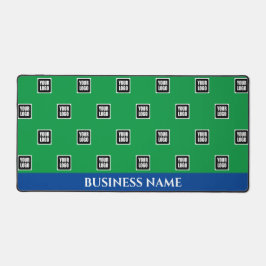 ロゴのパターン、会社名、青と緑Vs2 デスクマット