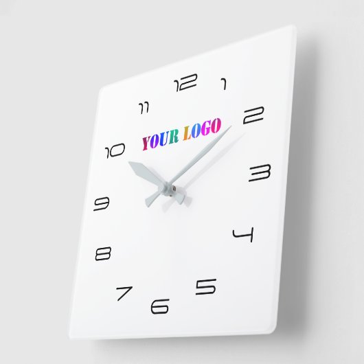 ロゴのビジネスオフィス番パーソナライズされた号フォント スクエア壁時計 (傾斜)