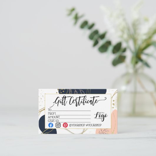 ロゴのビジネスギフト券の追加マーケティング 名刺 (スタンド正面)