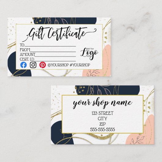 ロゴのビジネスギフト券の追加マーケティング 名刺 (正面/裏面)