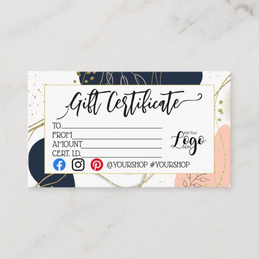 ロゴのビジネスギフト券の追加マーケティング 名刺 (正面)