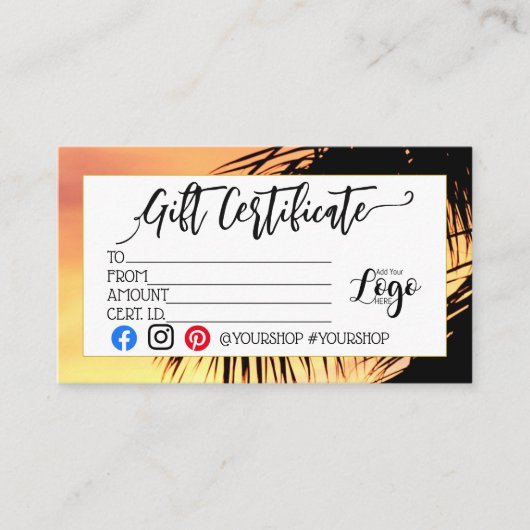 ロゴのビジネスギフト券の追加マーケティング 名刺 (正面)