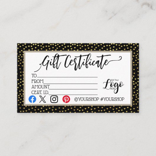 ロゴのビジネスギフト券の追加マーケティング 名刺 (正面)