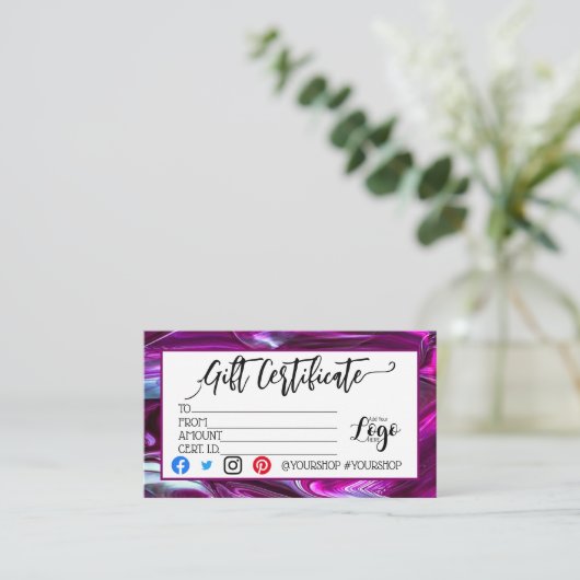 ロゴのビジネスギフト券の追加マーケティング 名刺 (スタンド正面)