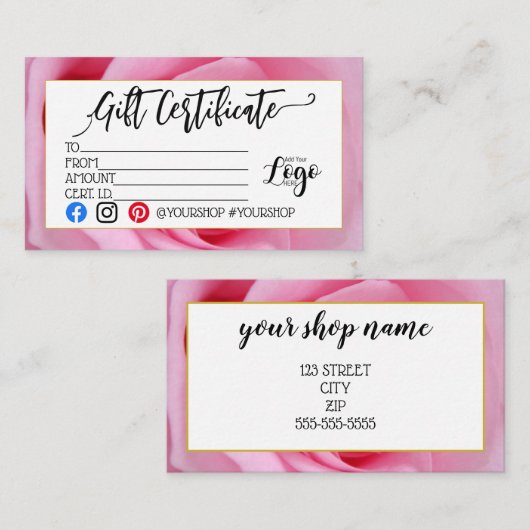 ロゴのビジネスギフト券の追加マーケティング 名刺 (正面/裏面)