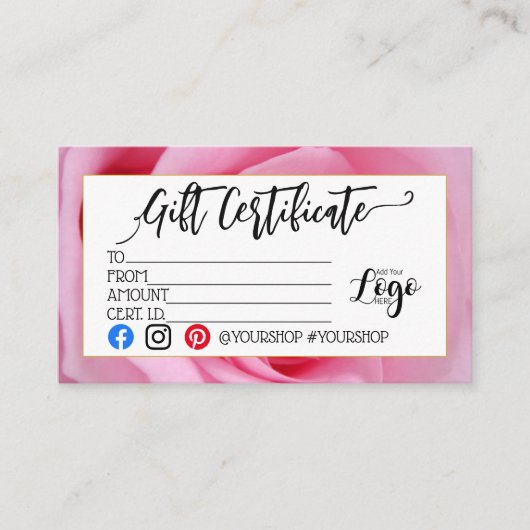 ロゴのビジネスギフト券の追加マーケティング 名刺 (正面)