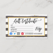 ロゴのビジネスギフト券の追加マーケティング 名刺 (正面)