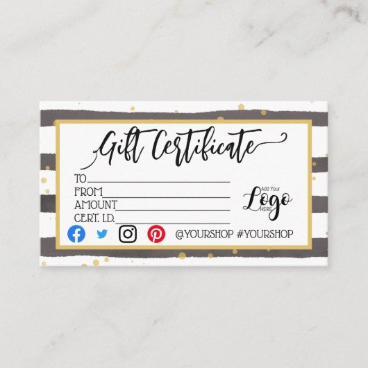 ロゴのビジネスギフト券の追加マーケティング 名刺 (正面)