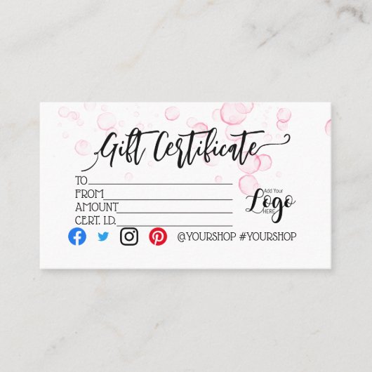 ロゴのビジネスギフト券の追加マーケティング 名刺 (正面)