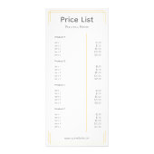 ロゴのビジネス価格リストの基本ホワイトオレンジ ラックカード (裏面)